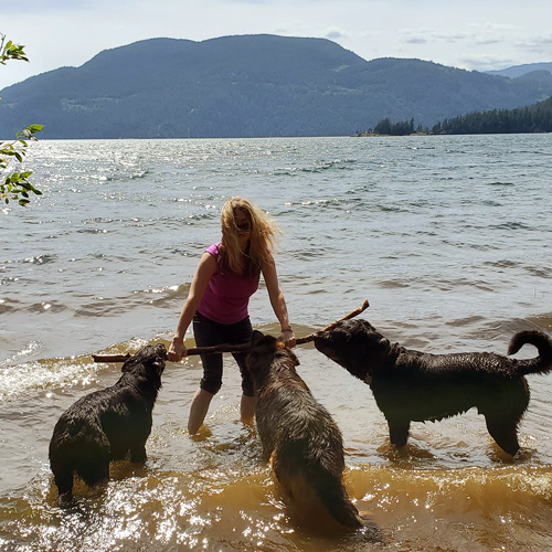 Britt Phoenix with Stacy, Trevor and Hemi at Harrison Lake